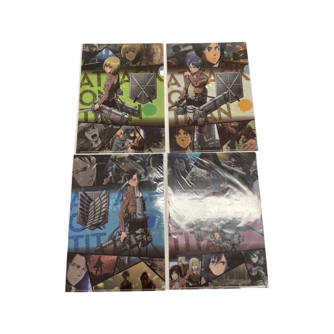 Set n.4 clear file attack on titan a4 lawson Cartelle originali Giapponesi (rare-not for sale) freeshipping - Retrofollie