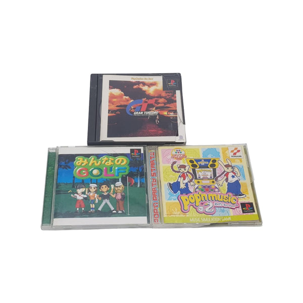 Lotto Gran Turismo + golf + Pop'n party start Playstation ps1 JAPAN